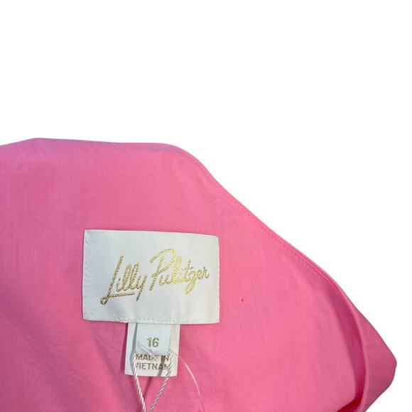 Lilly Pulitzer Lucilyn Dress Maxi One Shoulder Tiered Confetti Pink Size 16 - Picture 12 of 15